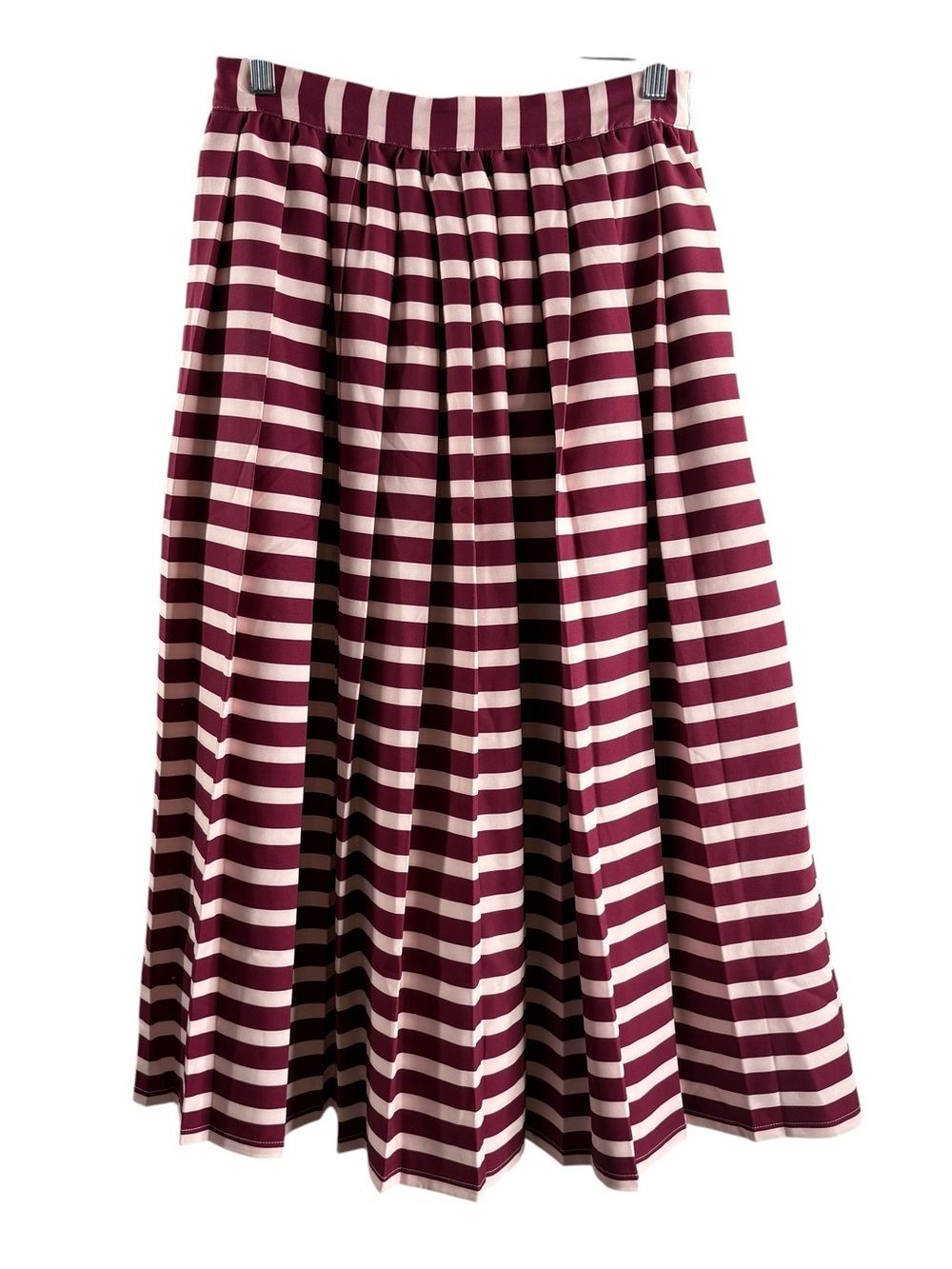 ADDISON BAY Striped Burgundy and Cream Midi Skirt NWOT $168
